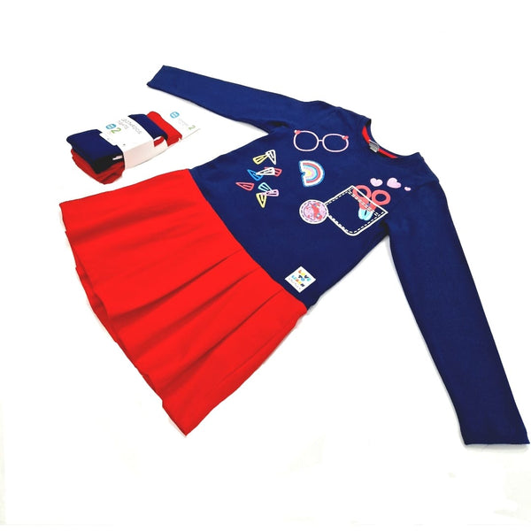 Tuc Tuc Pocket Bits Girls Dress & Tights Navy/Red 11379547