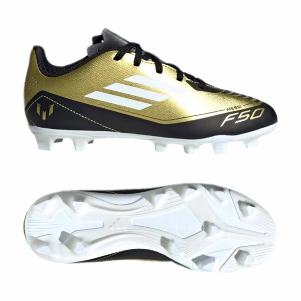 Mersey Sports - adidas Kids Football Boots F50 Club Messi Gold/Black FxG Inf IG9319