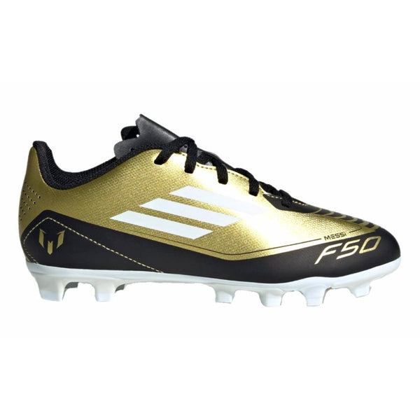 Mersey Sports - adidas Kids Football Boots F50 Club Messi Gold/Black FxG Jr IG9319